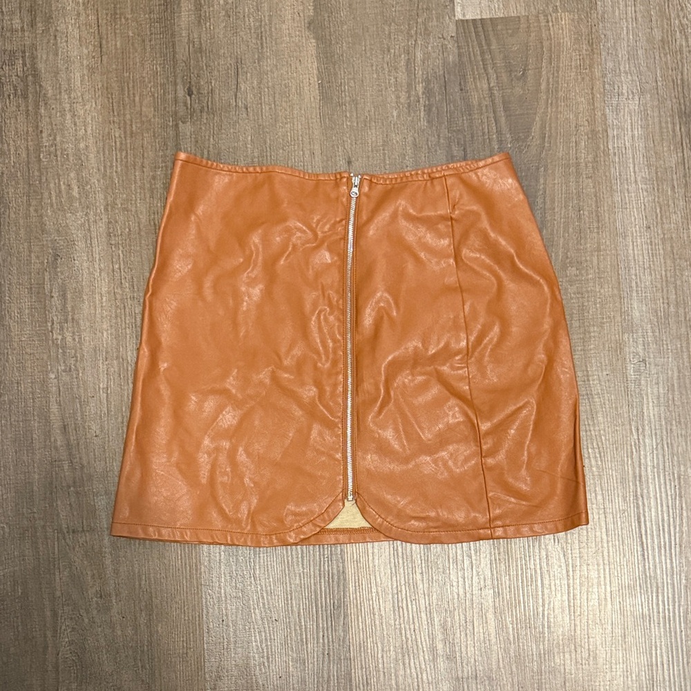Windsor Camel Faux Leather Mini Skirt